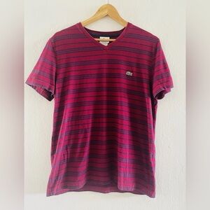 Lacoste Men’s Short Sleeve Striped Cotton T-shirt Size 5 Large made in France